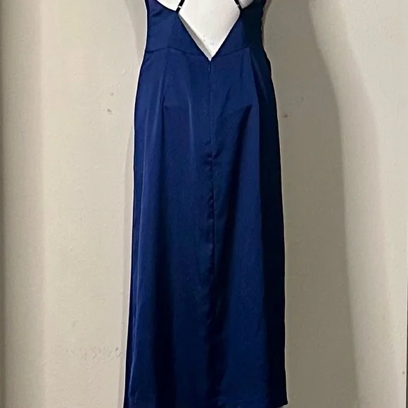MillyElectra slip dress navy open back midi length